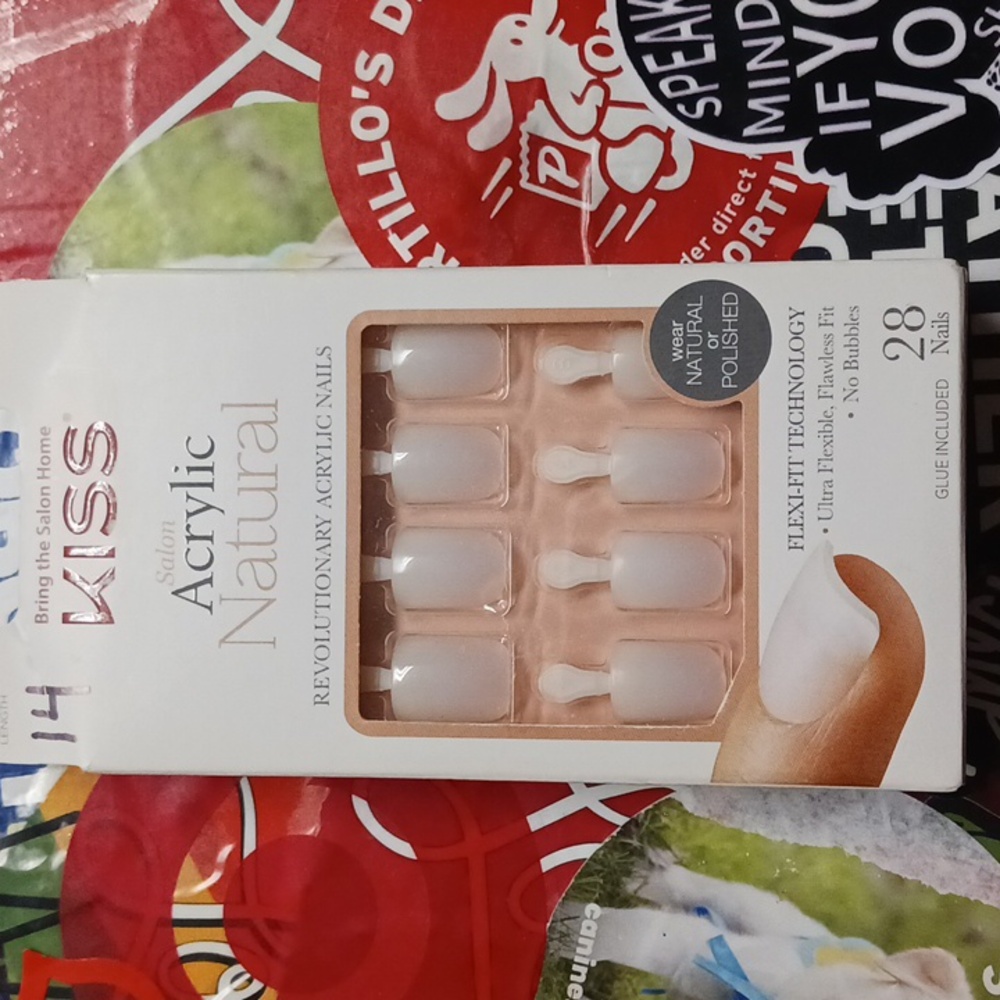 Press-On Nails. Box #14. Kiss Brand. Can be left clear or can be painted. RShort